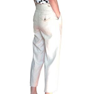 Banana Republic Linen Cotton Herringbone Oat Tan Super High-Waisted Ankle pant
